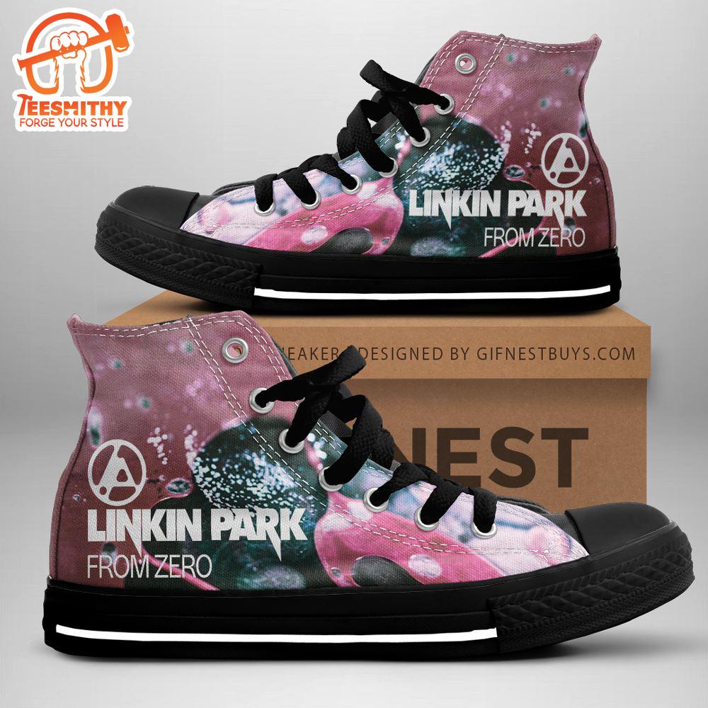 Linkin Park Pink Shoes, Linkin Park From Zero, Linkin Park High Top Canvas Shoes