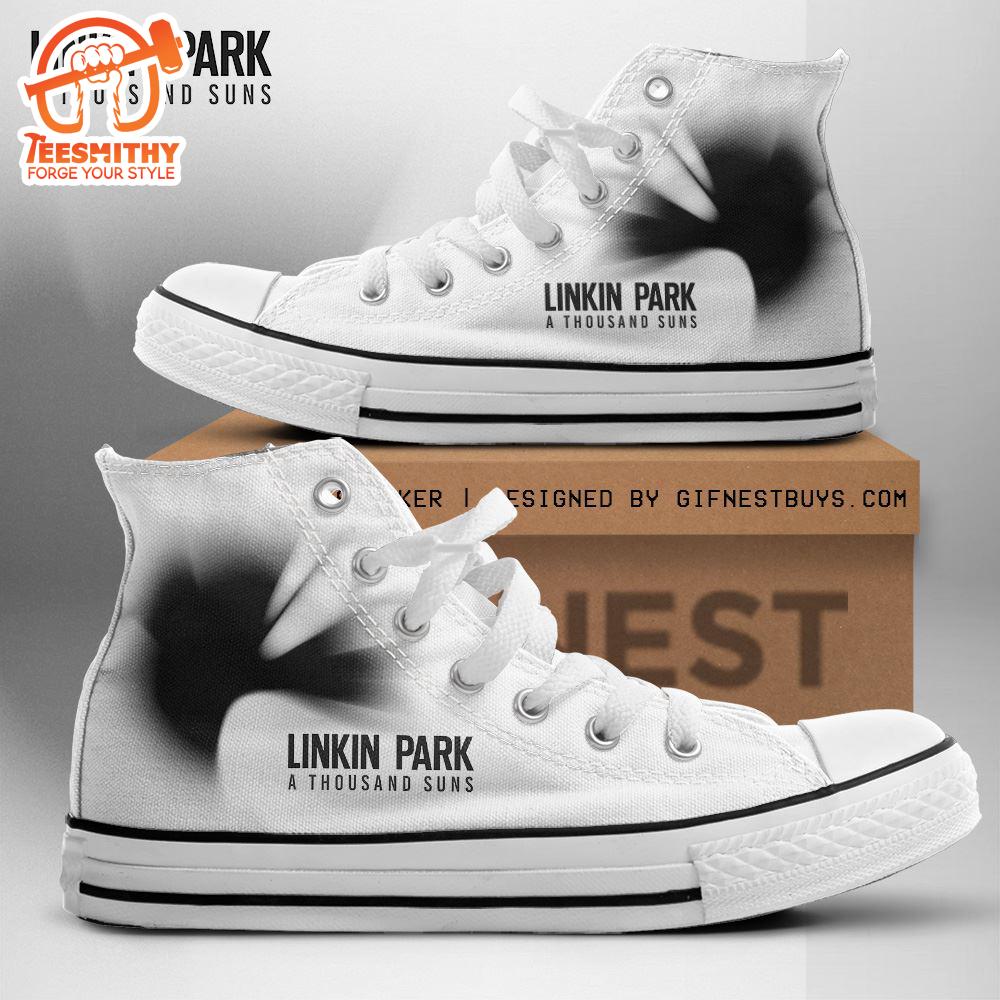 Linkin Park White Shoes, Linkin Park A Thousand Suns, Linkin Park High Top Canvas Shoes