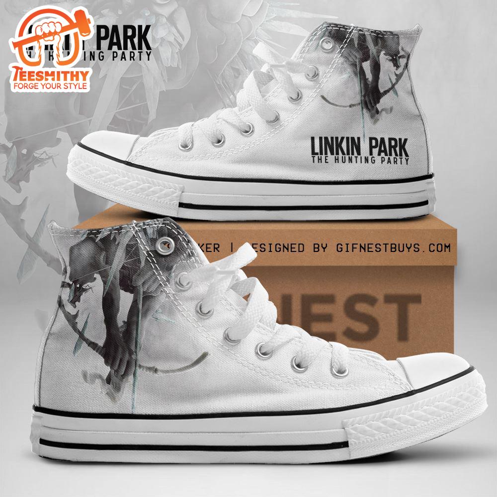 Linkin Park White Shoes, Linkin Park The Hunting Party, Linkin Park High Top Canvas Shoes