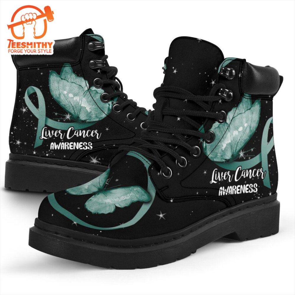 Liver Awareness Boots Ribbon Butterfly Shoes Gift Idea