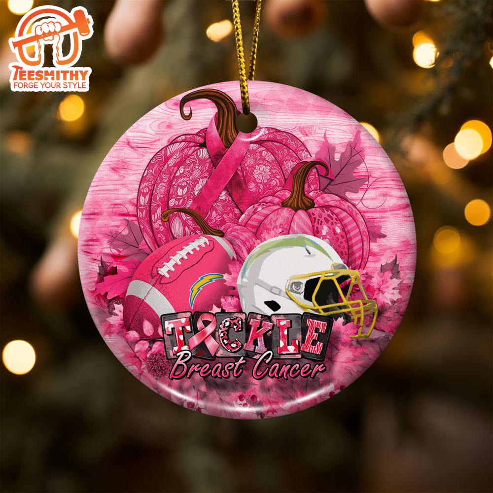 Los Angeles Chargers  Breast Cancer And Sport Team Ceramic Ornament  – Breast Cancer Ornament