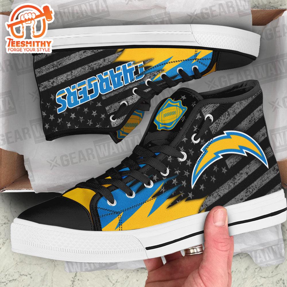 Los Angeles Chargers High Top Shoes Custom American Flag Sneakers