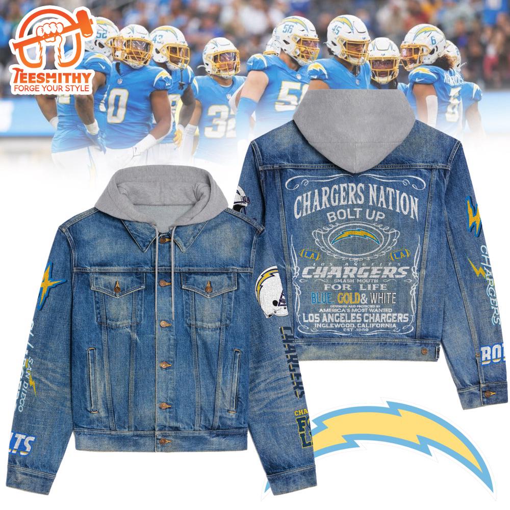 Los Angeles Chargers Premium Hooded Denim Jacket V2