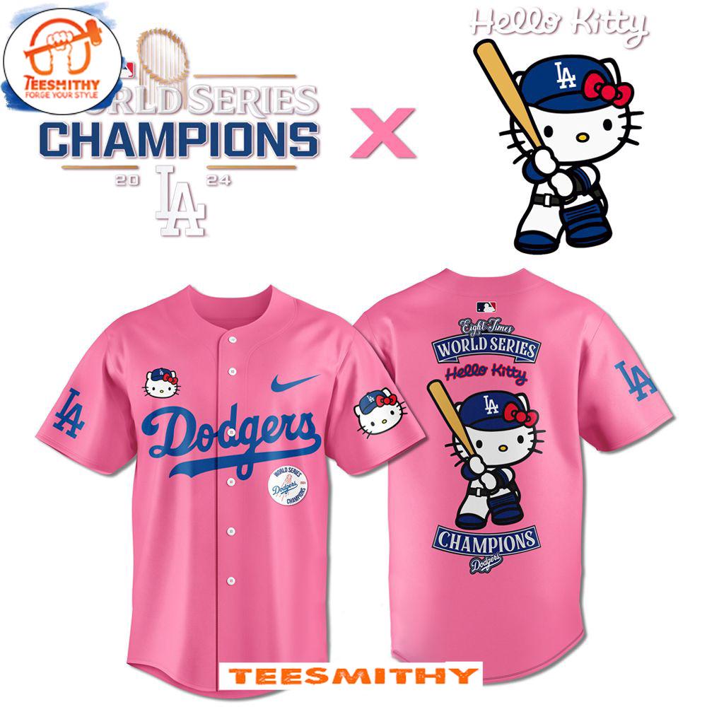 Los Angeles Dodgers Hello Kitty 8 Times World Series Champions Pink Jersey