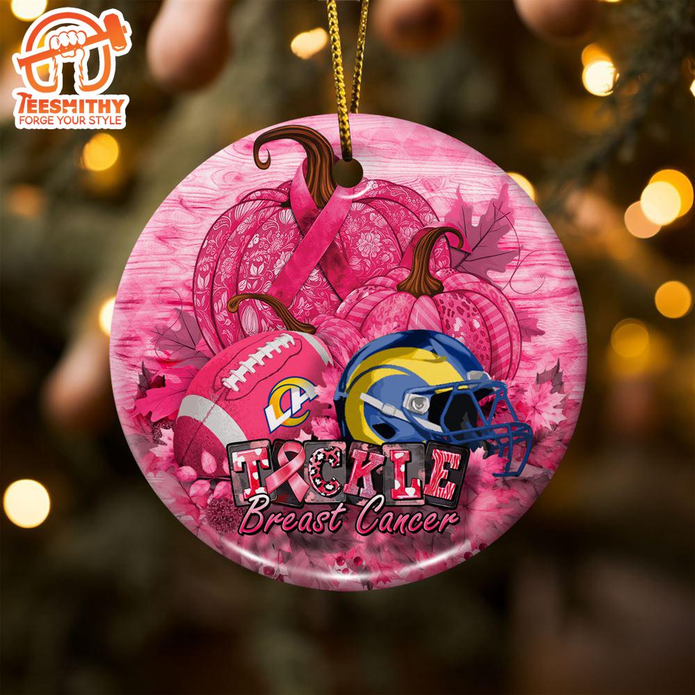 Los Angeles Rams  Breast Cancer And Sport Team Ceramic Ornament  – Breast Cancer Ornament