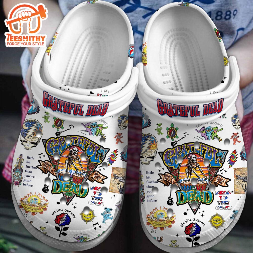 Love Grateful Dead Music Band White Clogs