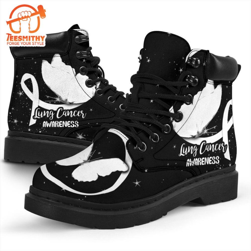 Lung Awareness Boots Ribbon Butterfly Shoes Gift Idea