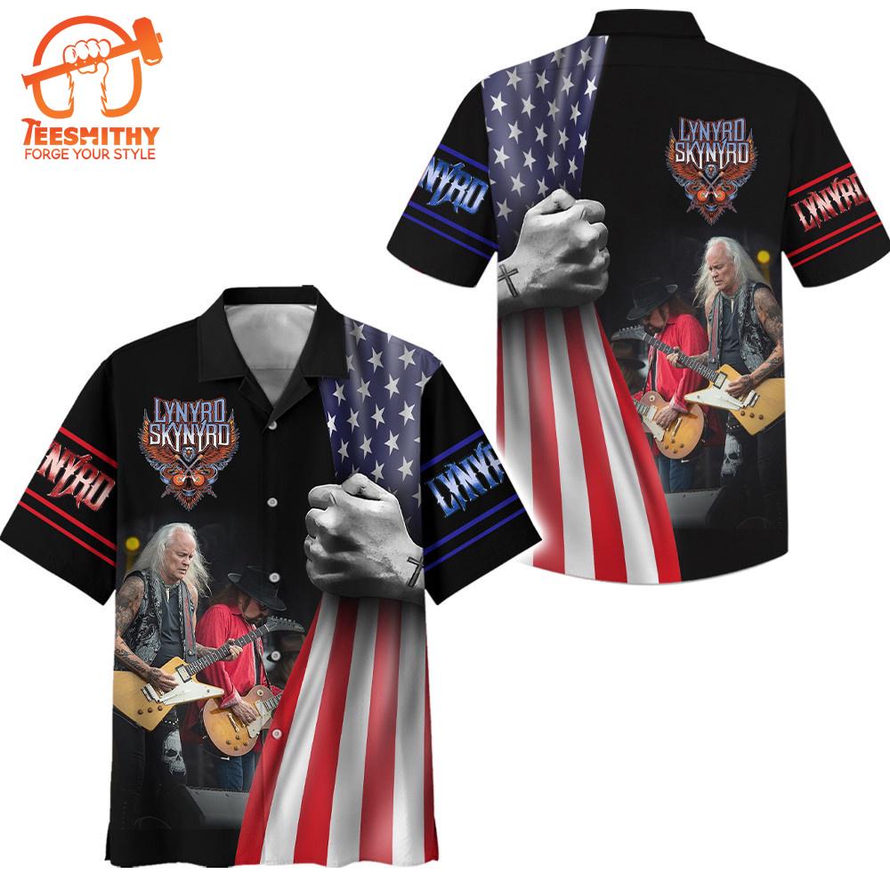 Lynyrd Skynyrd American Flag Design Hawaiian Shirt