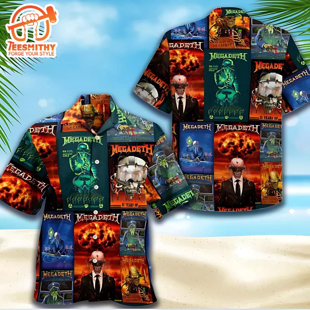 Megadeth Album Art Collage Short Sleeve Aloha Shirt