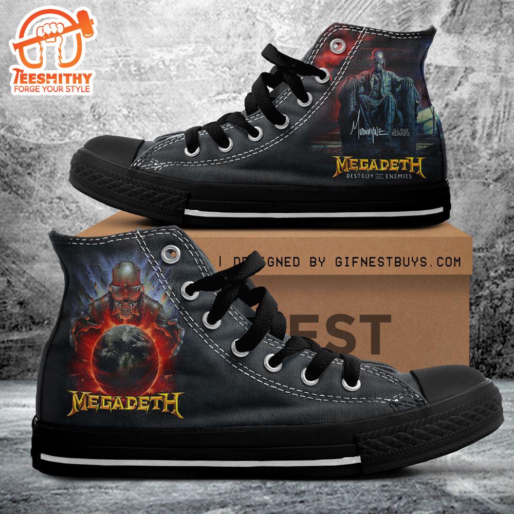 Megadeth Band Destroy All Enemies, Megadeth Band High Top Canvas Shoes, Megadeth Band Gift