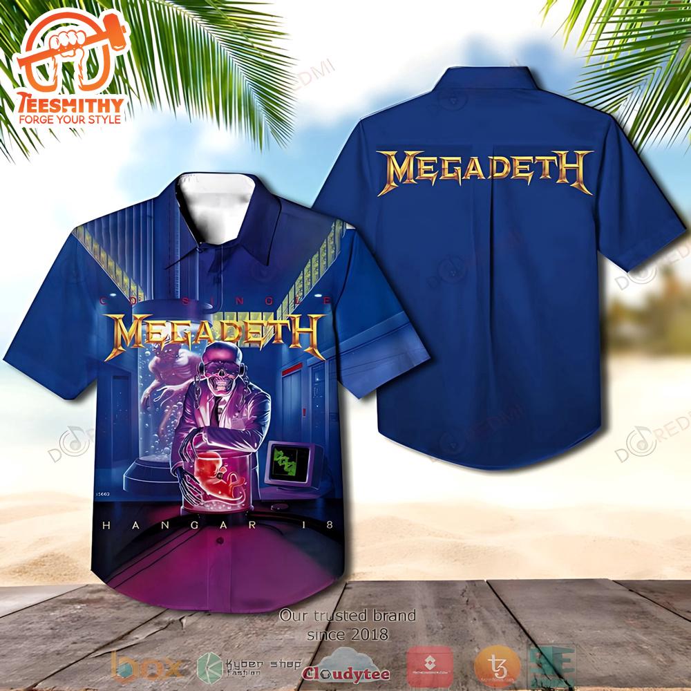 Megadeth Band Hangar 18 Short Sleeve Aloha Shirt