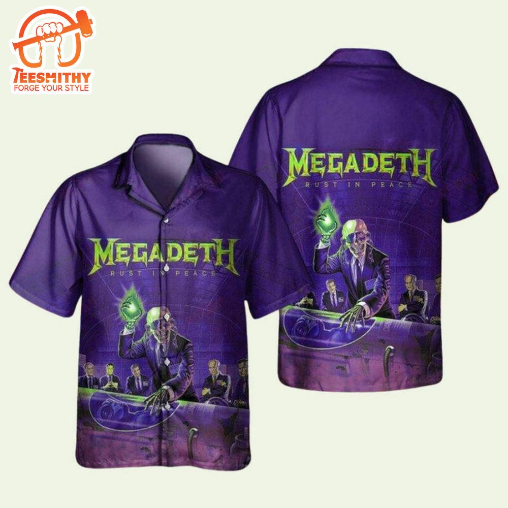 Megadeth Rust In Peace 2 Short Sleeve Aloha Shirt