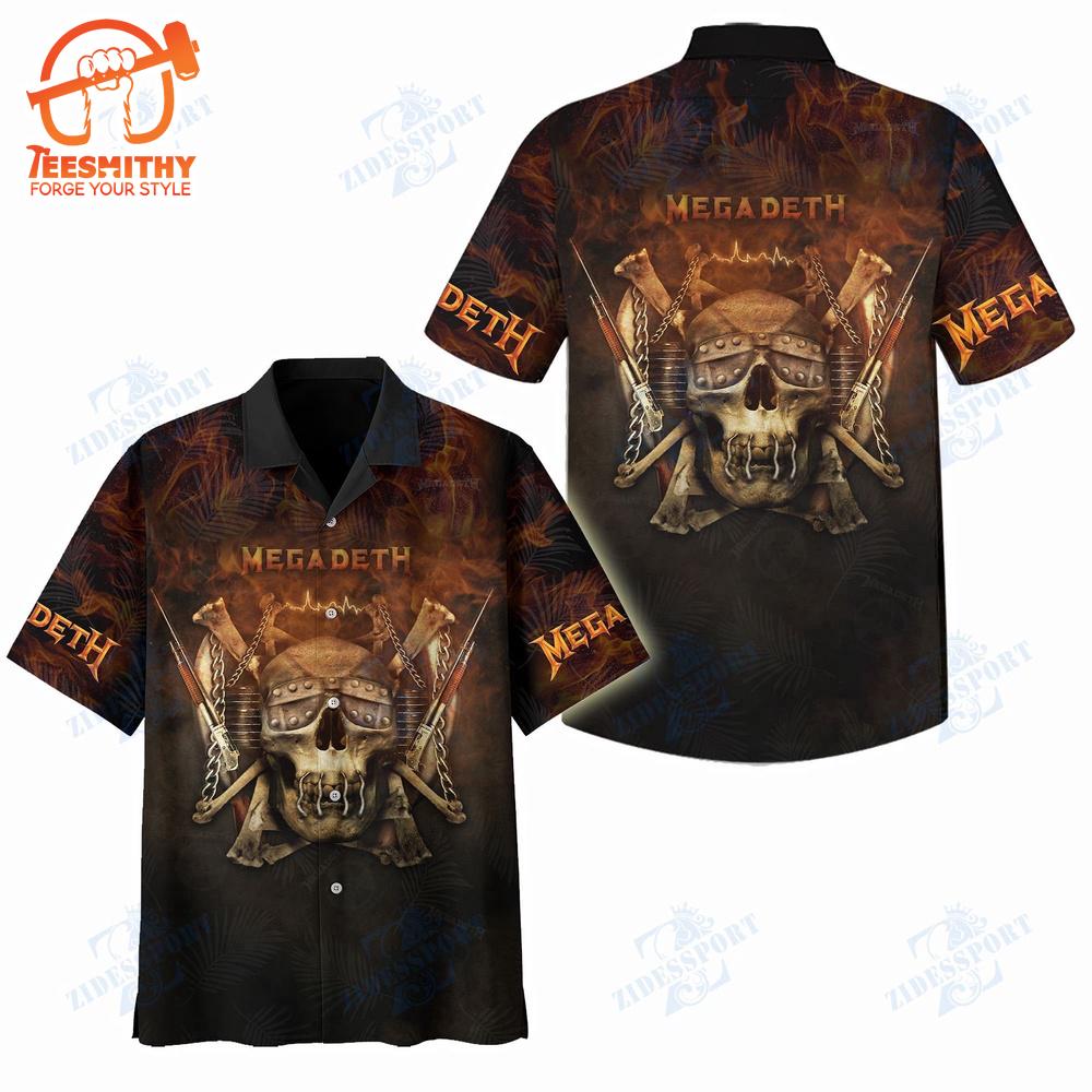 Megadeth Skull Throne Short Sleeve Aloha Shirt