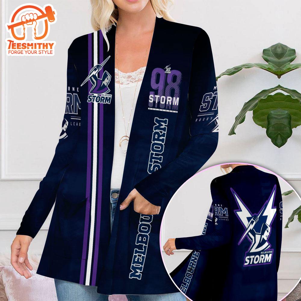 Melbourne Storm Women’s Patch Pocket Cardigan For Fans