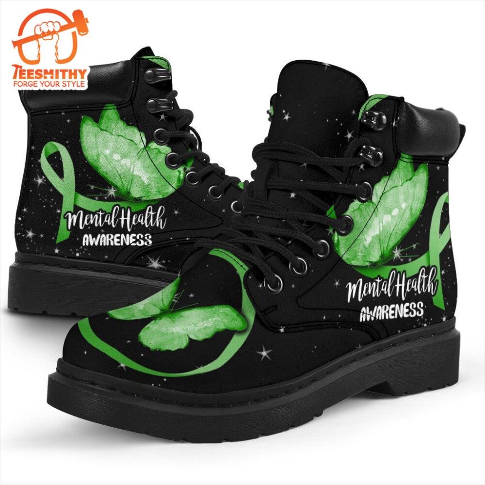 Mental Health Awareness Boots Ribbon Butterfly Shoes