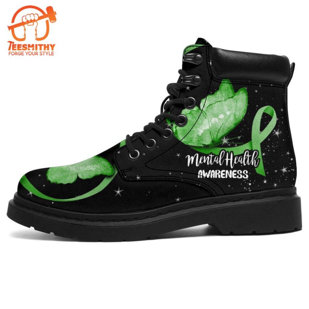 Mental Health Awareness Boots Ribbon Butterfly Shoes