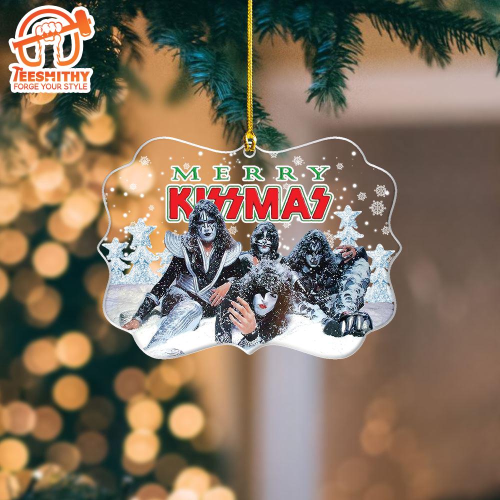 Merry Christmas Kiss Band Custom Shape Clear 1-sided Acrylic Ornament