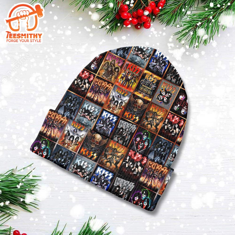 Merry Christmas Kiss Merry Kissmas Reindeer Rock Firer Beanie Hat