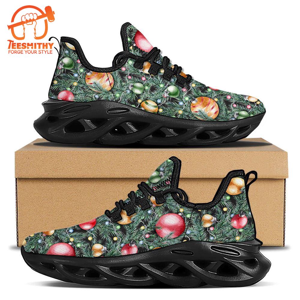 Merry Christmas Watercolor Print Pattern Black Max Soul Shoes   Gift Christmas