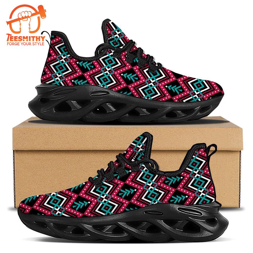 Merry Christmas Zigzag Print Pattern Black Max Soul Shoes   Gift Christmas