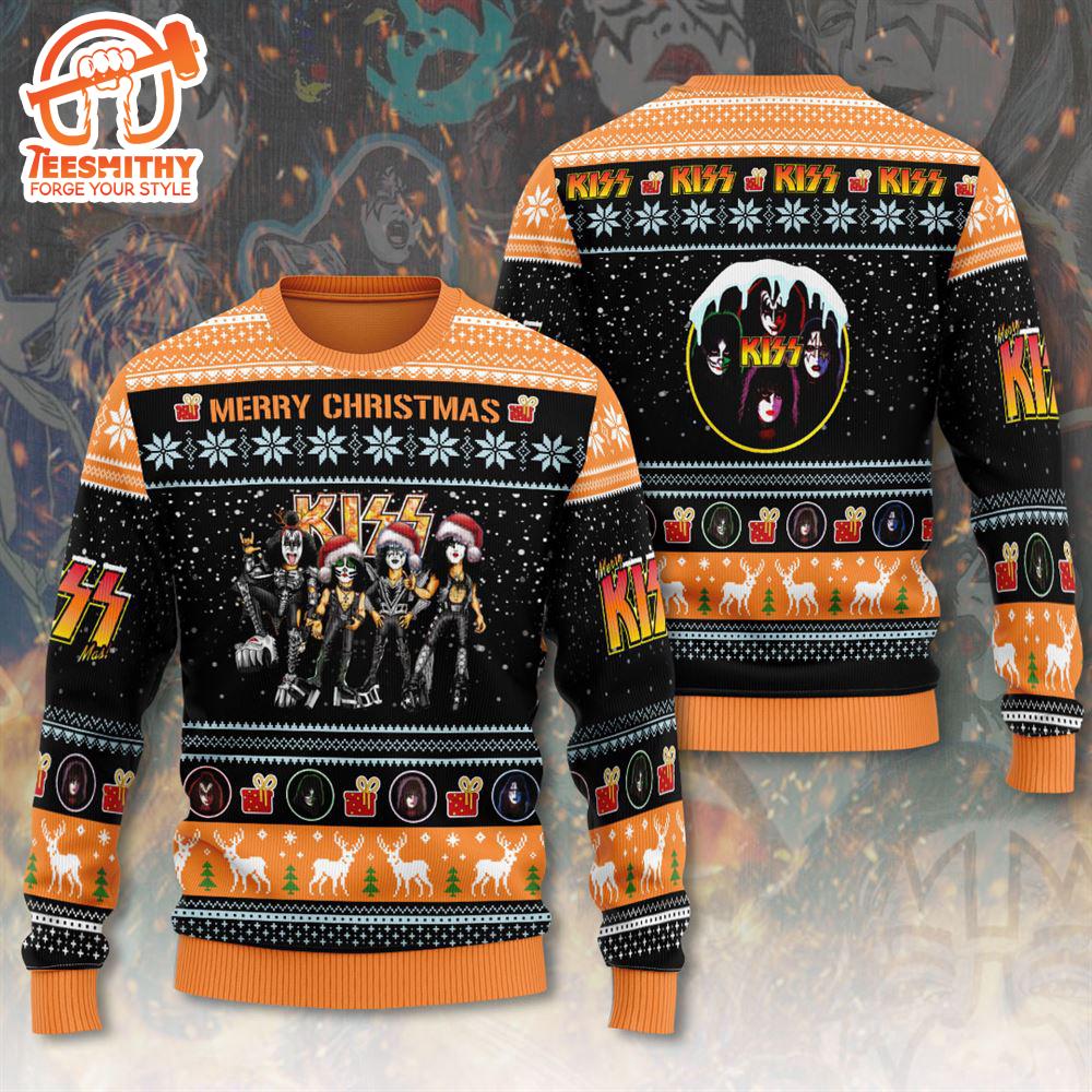 Merry Kissmas Kiss Band 3D Ugly Sweater