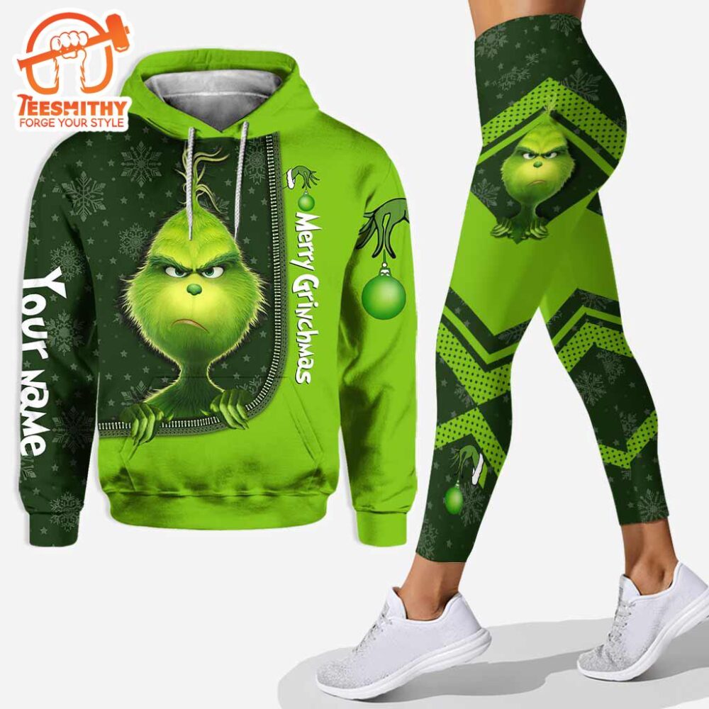 Merry Xmas – Personalized Green Monster Christmas Hoodie and Leggings