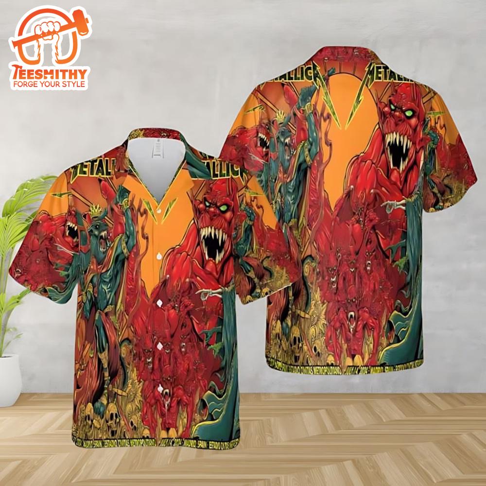 Metallica Fiery Beast Hard Rock Short Sleeve Aloha Shirt