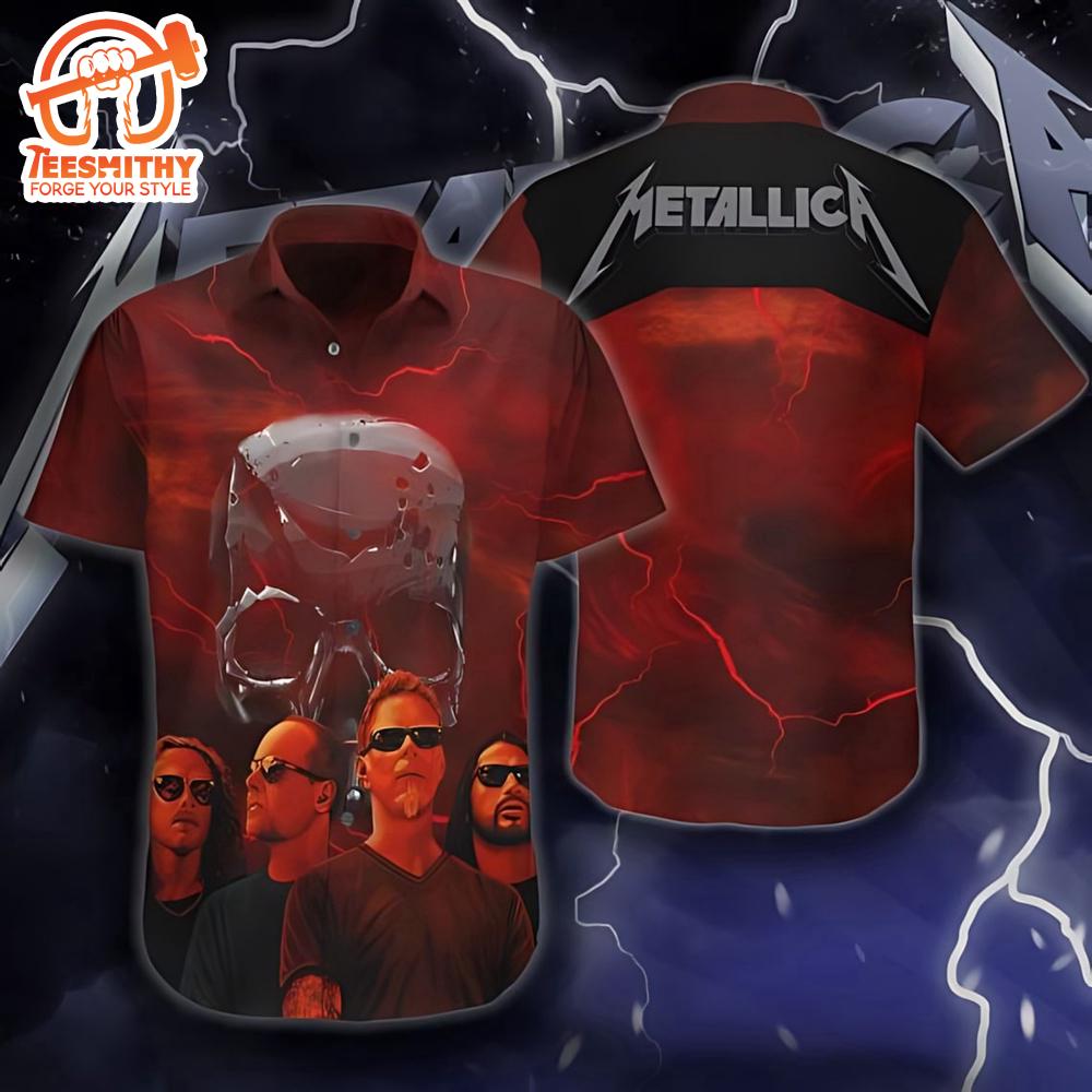 Metallica Thunder Skull Hard Rock Short Sleeve Aloha Shirt