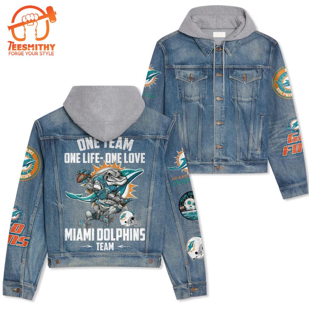 Miami Dolphins Hooded Denim Jacket – Premium Collection