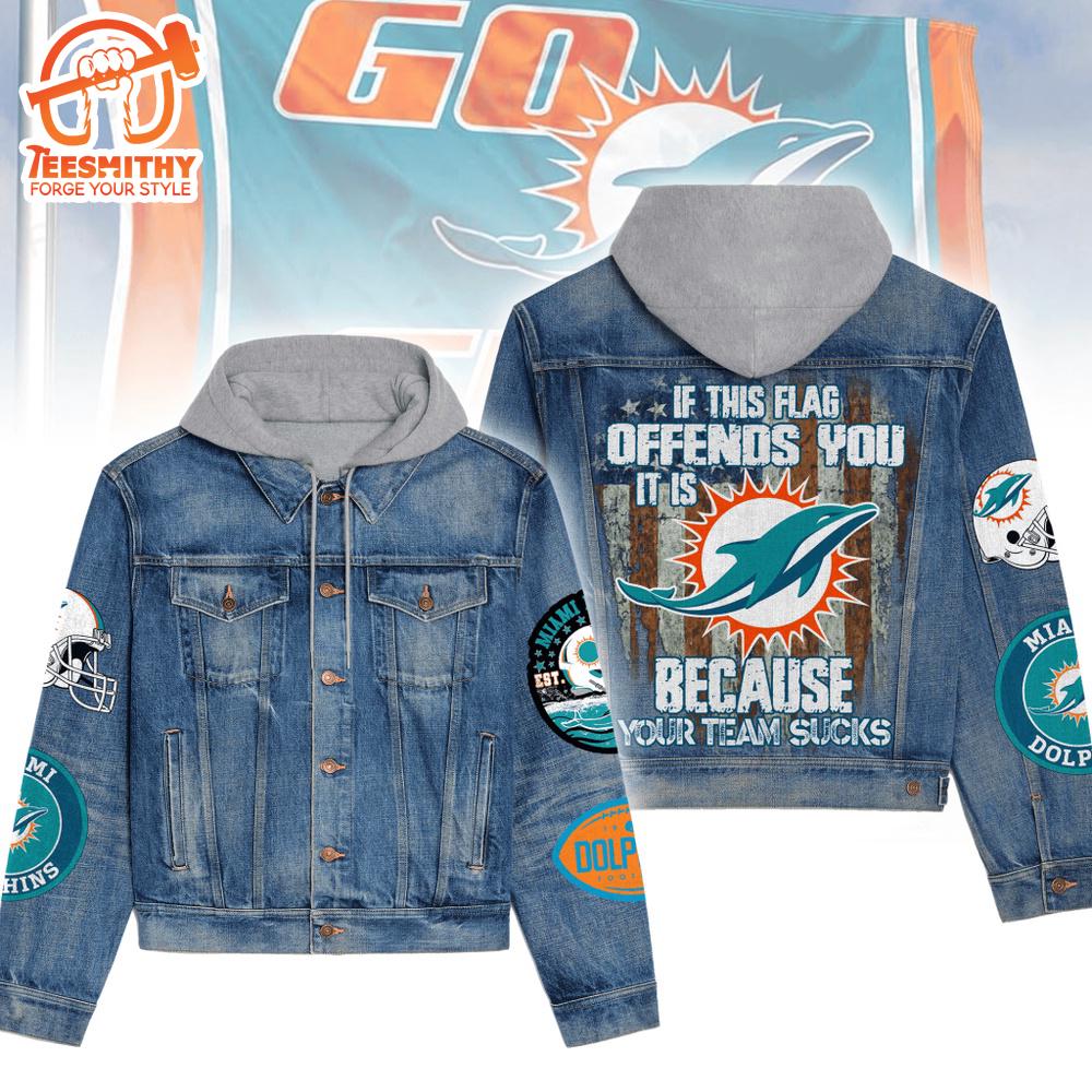 Miami Dolphins Men’s Premium Hooded Denim Jacket V1