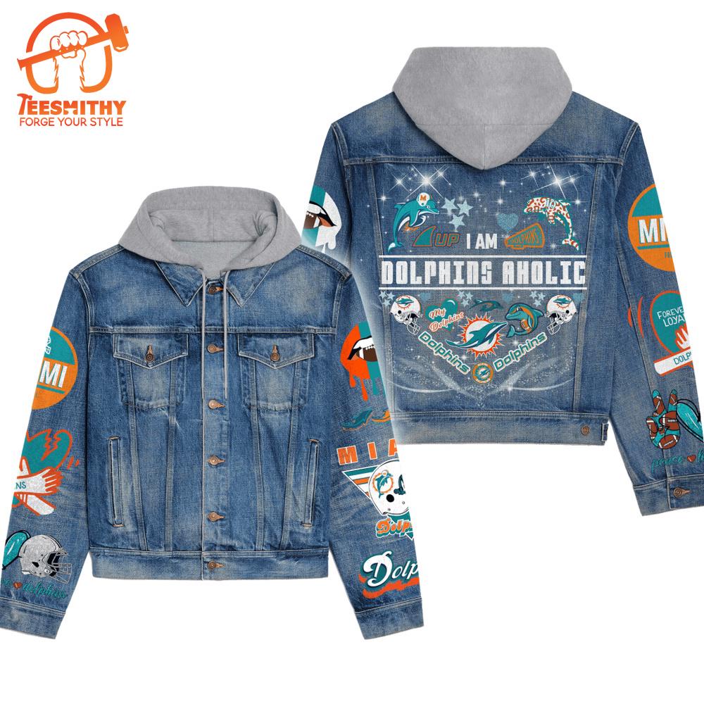 Miami Dolphins Men’s Premium Hooded Denim Jacket V2