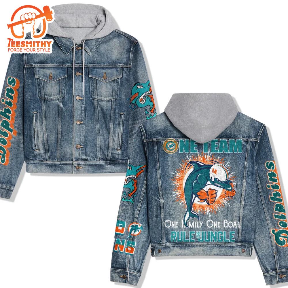 Miami Dolphins Premium Hooded Denim Jacket