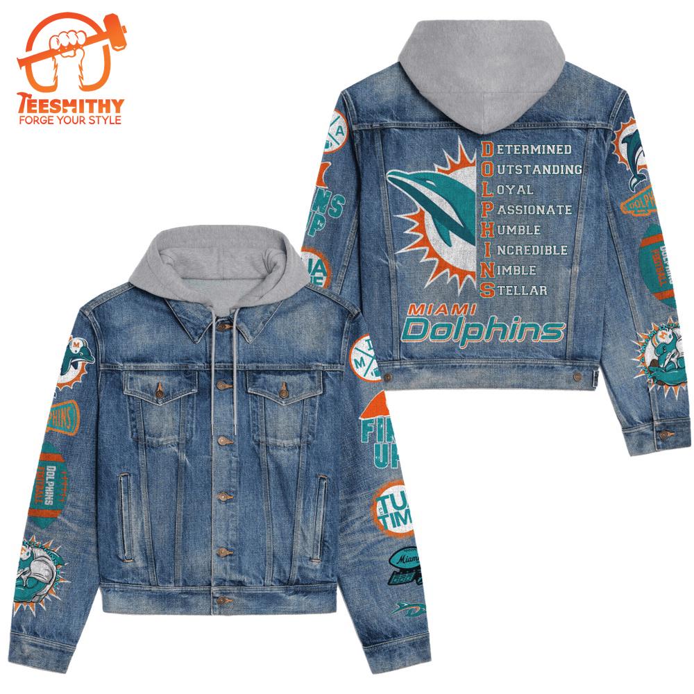 Miami Dolphins Premium Hooded Denim Jacket V2