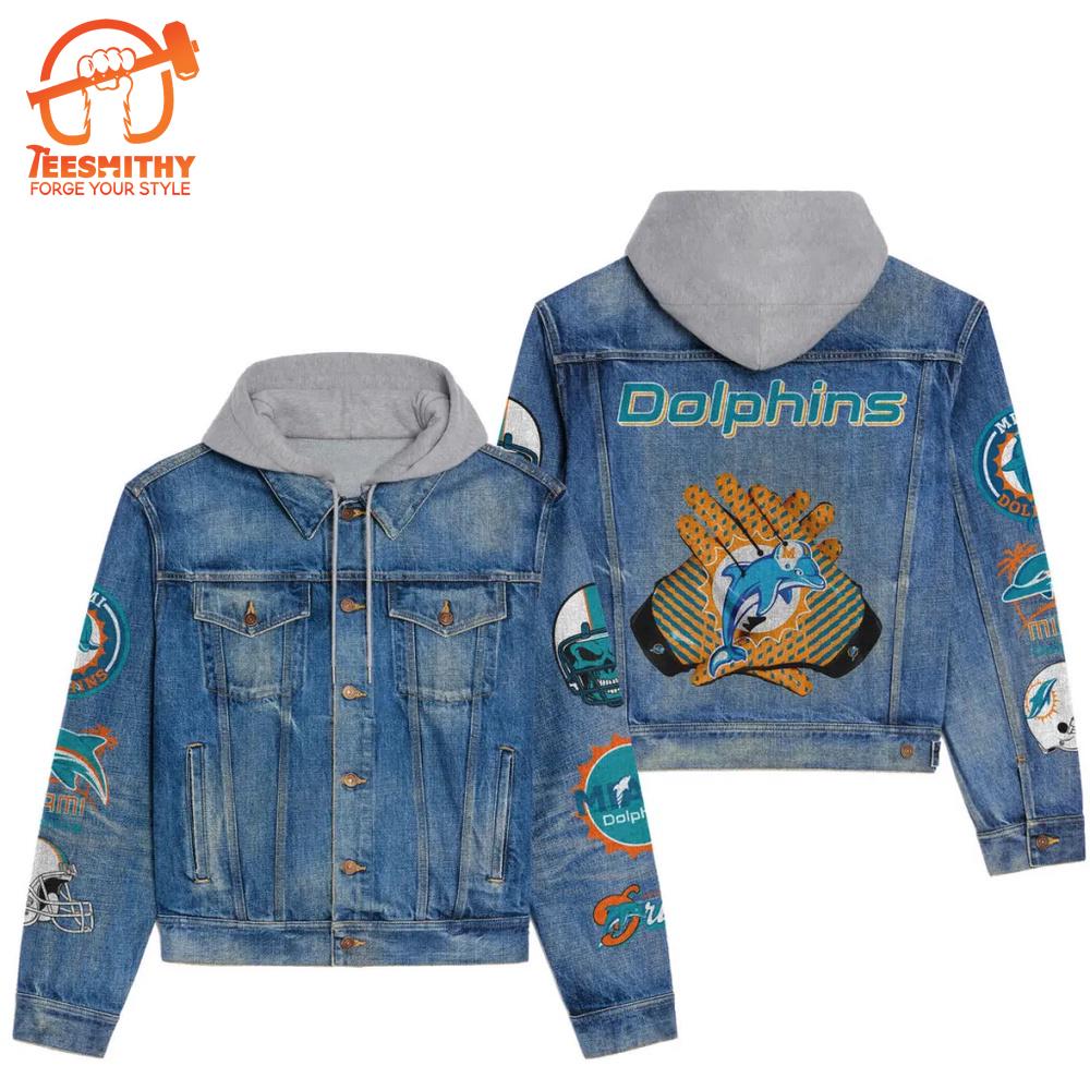 Miami Dolphins Premium Hooded Denim Jacket Version 1