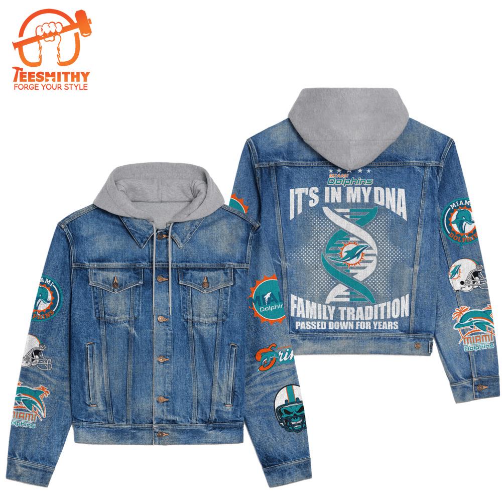 Miami Dolphins Premium Hooded Denim Jacket Version 2