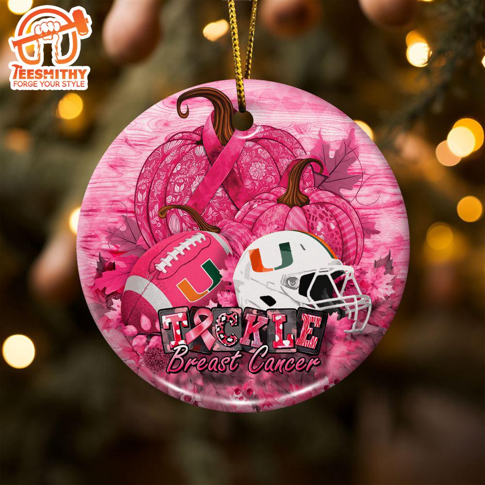 Miami Hurricanes  Breast Cancer And Sport Team Ceramic Ornament – Breast Cancer Ornament