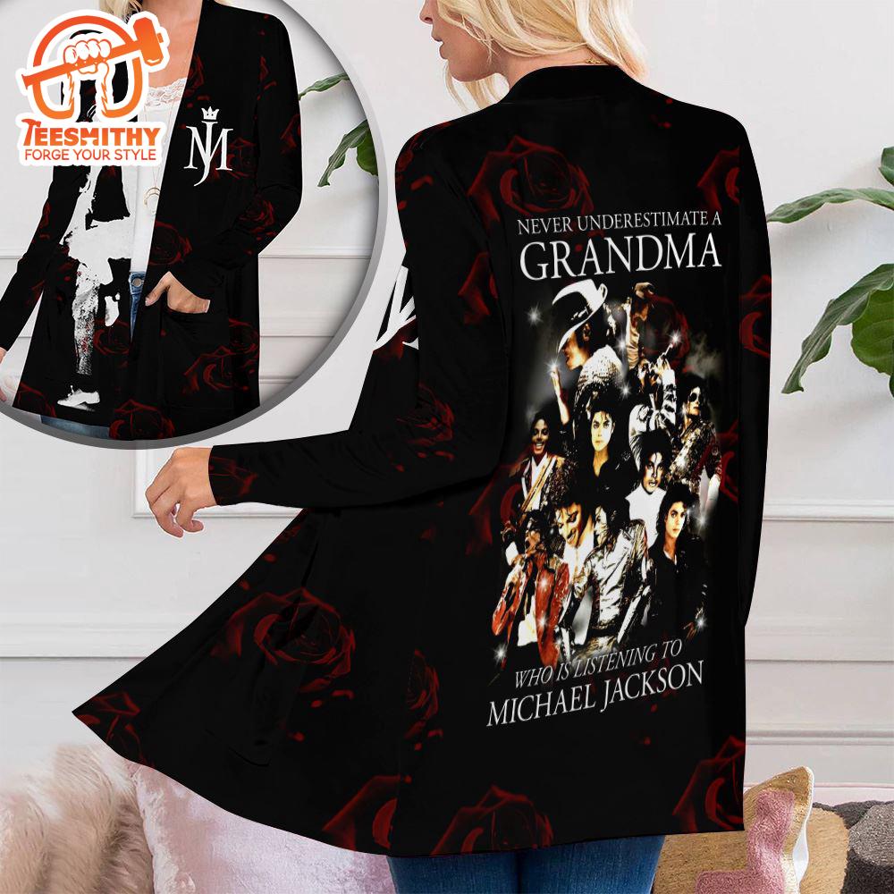 Michael Jackson Women’s Patch Pocket Cardigan Gift Christmas For Fans