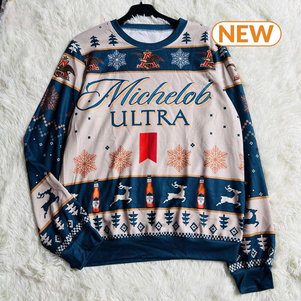 Michelob Ultra Beer Blue Holiday  Ugly Christmas Sweater Shirt, Sweatshirt