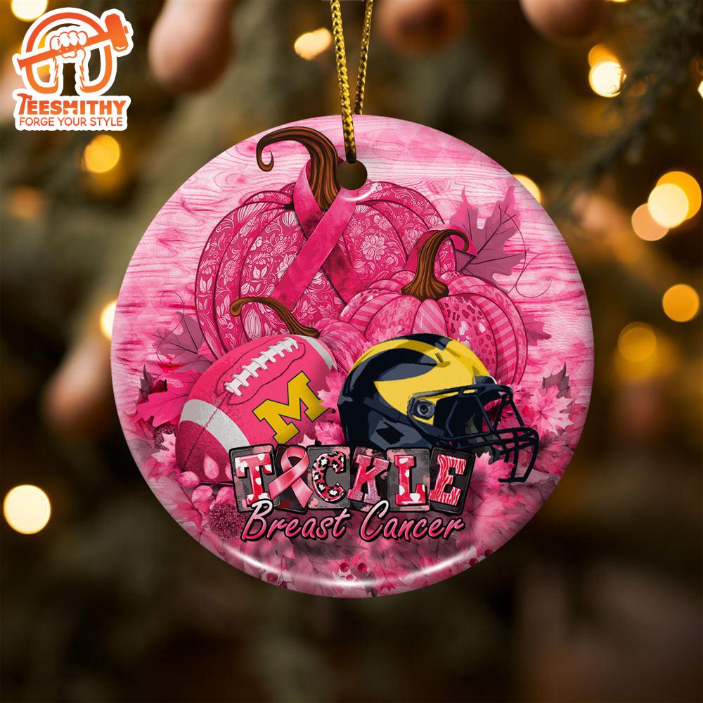 Michigan Wolverines  Breast Cancer And Sport Team Ceramic Ornament – Breast Cancer Ornament