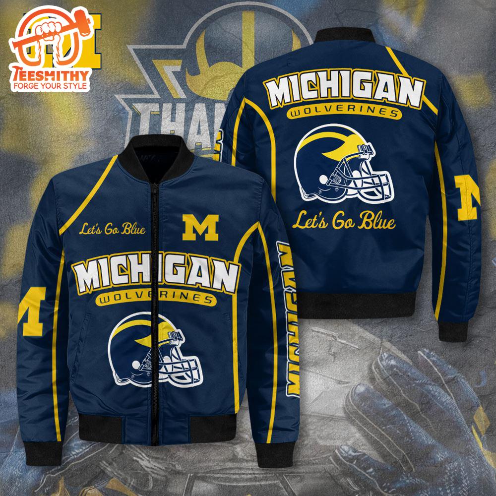 Michigan Wolverines Football 3D Bomber Jacket For Fans