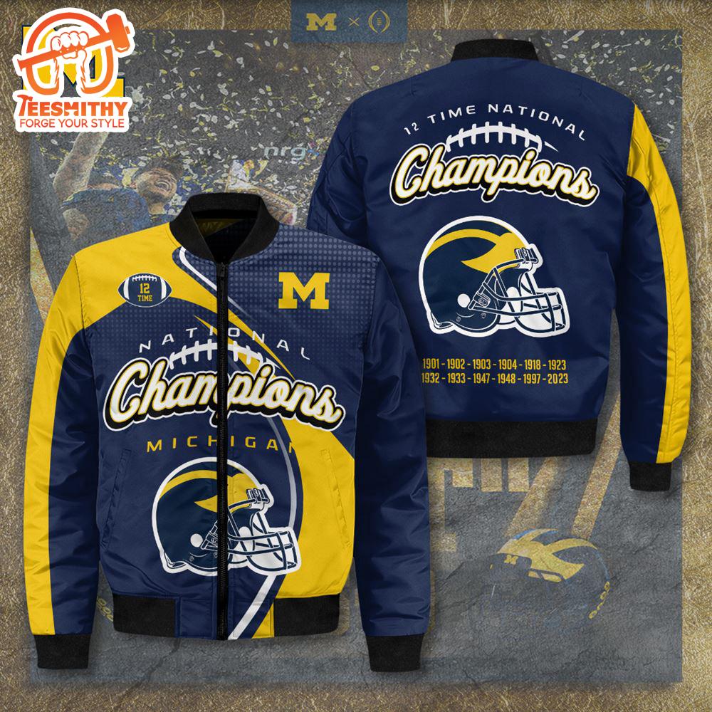 Michigan Wolverines Football 3D Bomber Jacket Gift Christmas