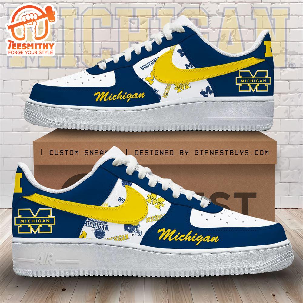 Michigan Wolverines Football Air Force 1 Shoes For Fans