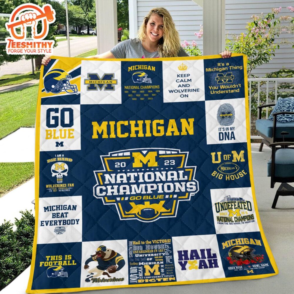 Michigan Wolverines Football Quilt Blanket  Blanket