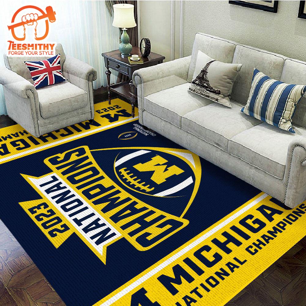 Michigan Wolverines Football Rectangular Rug Christmas For Fans