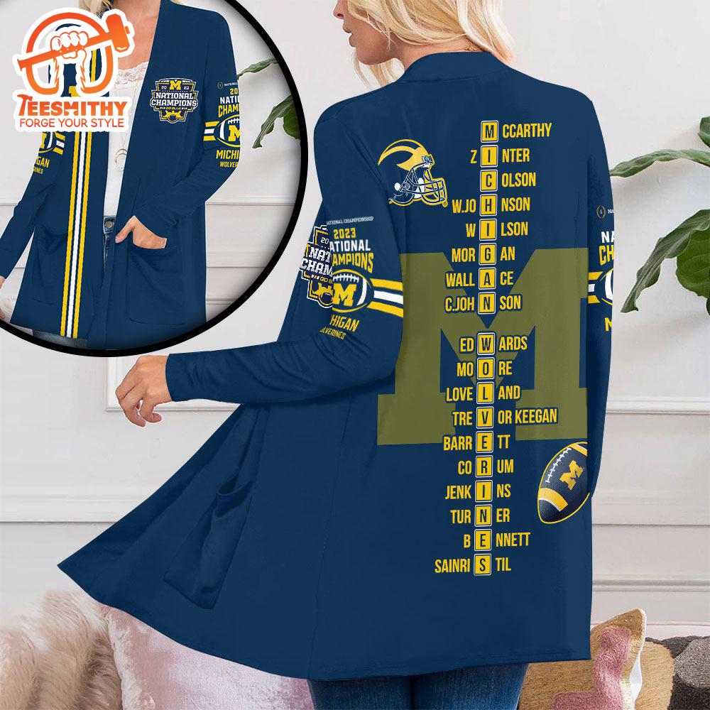 Michigan Wolverines Football Women’s Patch Pocket Cardigan For Fans