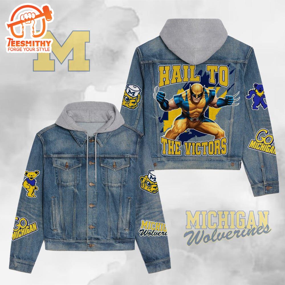 Michigan Wolverines Hockey Women’s Gift Christmas Denim Hood Jacket For Fans