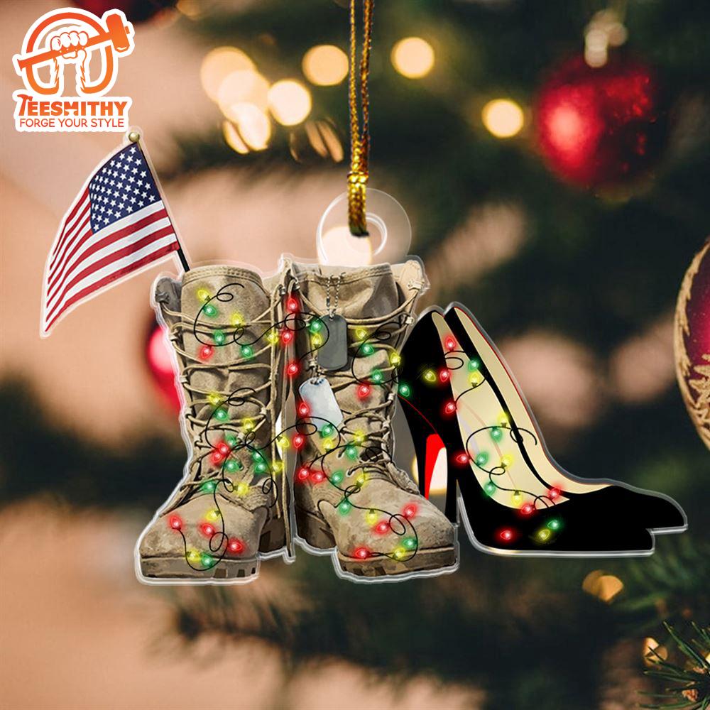 Christmas 2024  Military Wife or Female Soldier boot Ornament