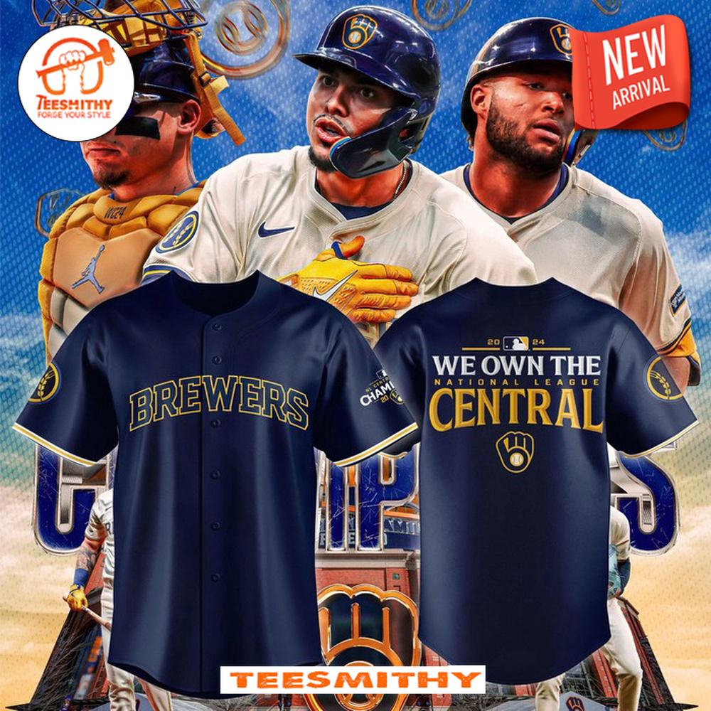 Milwaukee Brewers Fanatics Navy 2024 Central Division Champions Baseball Jersey