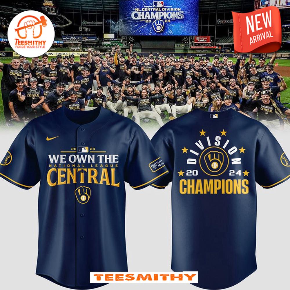 Milwaukee Brewers National League Central Champions 2024 Navy Jersey