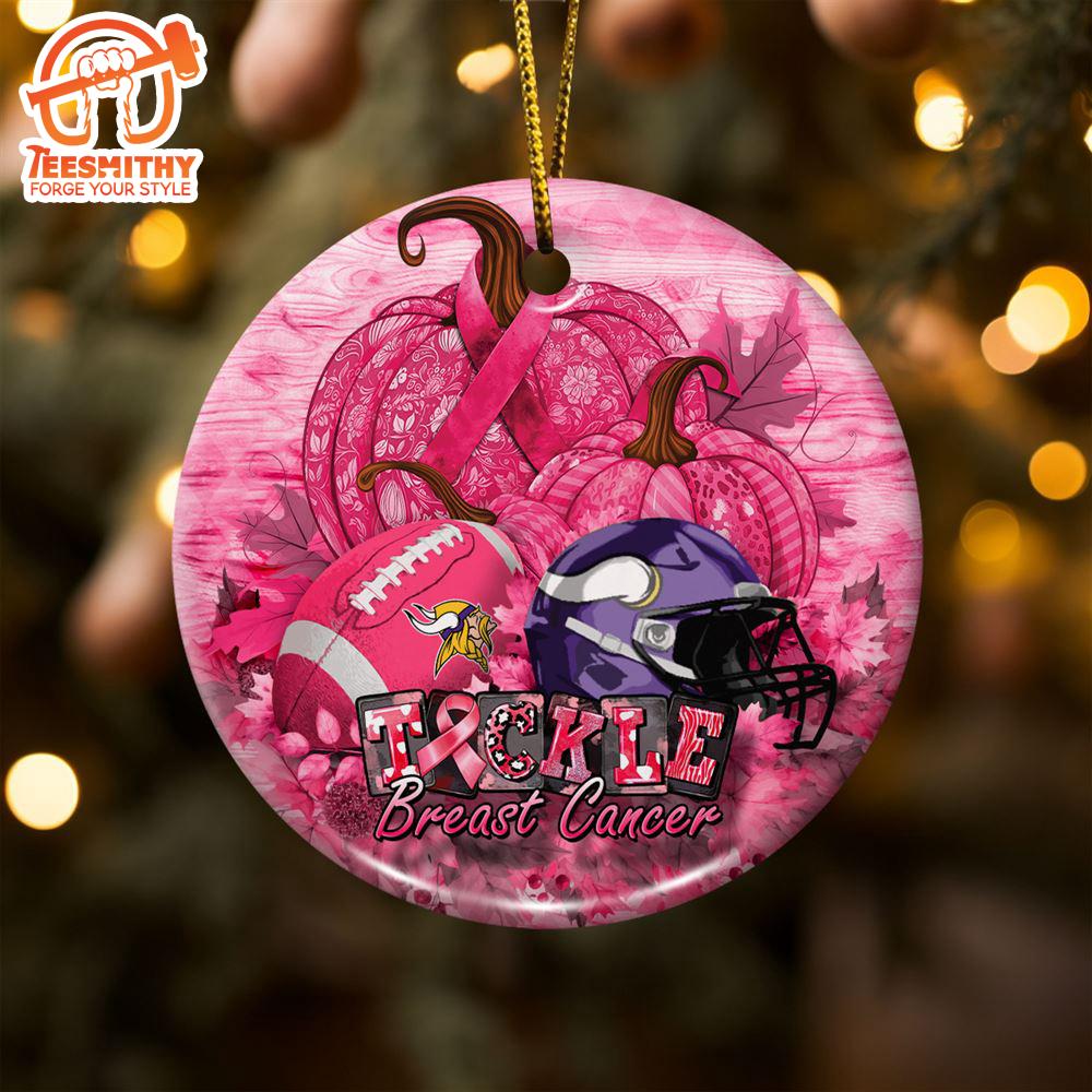 Minnesota Vikings  Breast Cancer And Sport Team Ceramic Ornament  – Breast Cancer Ornament